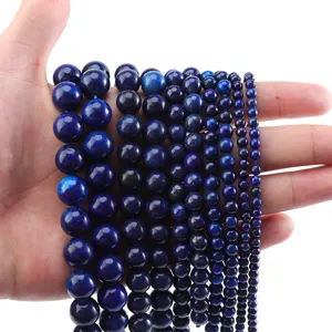 Perles en lapis-lazuli naturel brins de pierres semi-precieuses pour fabrication de bijoux DIY.