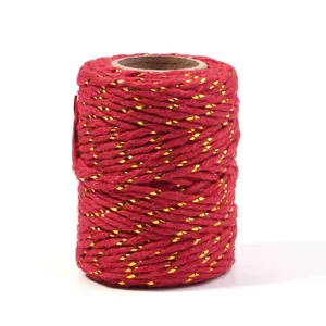 Red and gold metallic braided twine cord for DIY crafts, gift wrapping and Christmas tags.