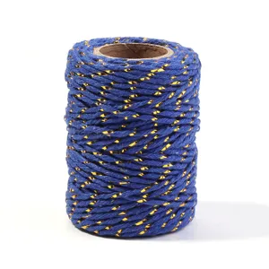 Blue and gold metallic twine cotton rope for DIY craft gift packaging and Christmas decorations.