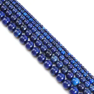Perles rondes de lapis-lazuli naturel de qualité supérieure pour bijoux DIY et bracelets.