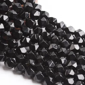 Perle di pietre preziose sfaccettate nere cristallo scintillante agata perle sciolte per gioielli DIY