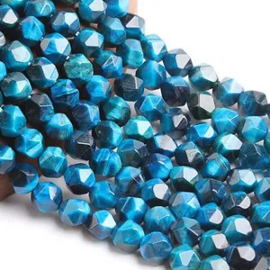 Perline di pietre preziose sfaccettate blu per braccialetti fai da te e creazione di gioielli.