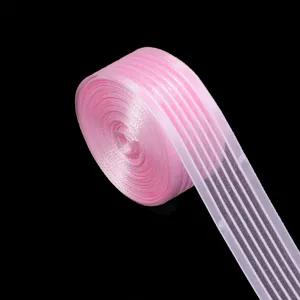 Ruban en organza raye rose rouleau de tissu transparent large pour bricolage emballage cadeau.