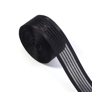 Ruban transparent rayé noir pour nœuds de cheveux DIY, emballage cadeau et couture de vêtements.
