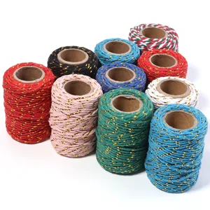 Colorful metallic cotton cord DIY gift wrapping string Christmas decorative twine spool