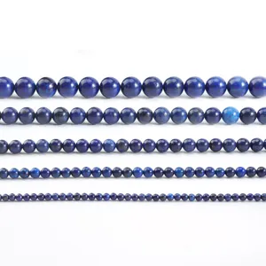 Perles en pierre précieuse de lapis-lazuli naturel fil lâche pour accessoires de bijoux DIY.