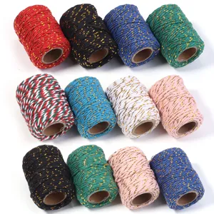 Hand-Woven Two-Tone Gold Silk Cotton Rope DIY Craft Gift Wrapping String Christmas Decorative Tag Cord Binding Line