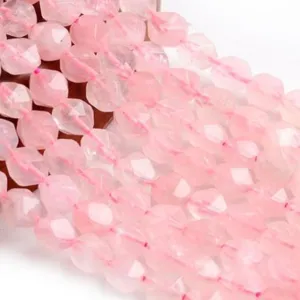 Perline di cristallo sfaccettate in quarzo rosa naturale per gioielli fai da te e braccialetto