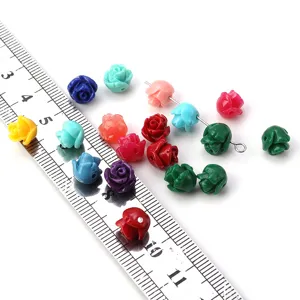 Perline imitazione corallo a forma di rosa colorate per creazione gioielli e bracciali fai da te