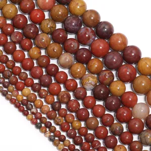Perline tonde in agata naturale per creazione di gioielli fai da te, pietre dure dettaglio.