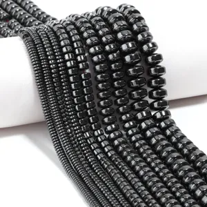Natural Hematite Stone Beads Black Flat Abacus Wheel Loose Beads For DIY Bracelet Necklace Jewelry Making Handmade Crafts Supplies