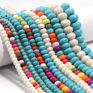 Cuentas de Turquesa Natural Ábaco Cuentas de Piedras Preciosas Rueda para Fabricación de Joyas DIY Pulsera Collar Estilo Étnico Cuentas Espaciadoras