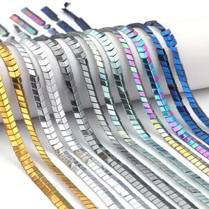 Multi-color V-shaped chevron hematite magnetic loose beads strands for DIY jewelry making detail.