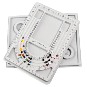 Grey plastic bead design board with measurement scales for DIY jewelry making bracelets necklaces