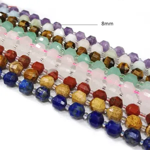 Perle di pietre preziose sfaccettate da 8 mm perline sfuse colorate per collana fai