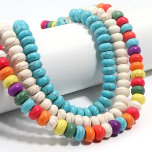 Cuentas de abaco de turquesa sintética colorida hilos sueltos accesorios para joyería DIY