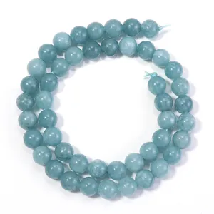 Natuurlijke diepe aquamarijn edelsteen ronde kralen strand voor DIY handgemaakte sieraden