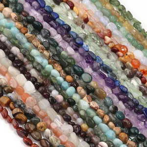 Cuentas de ágata de cristal ovaladas irregulares de piedra natural para joyas pulseras DIY.