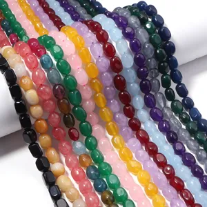 Perles en Pierre Naturelle Ovales Irrégulières Perles en Vrac Pierres Colorées pour Collier Bracelet DIY Fabrication de Bijoux