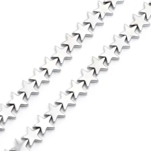 Electroplated silver star hematite loose beads for DIY jewelry making, necklace bracelet parts.