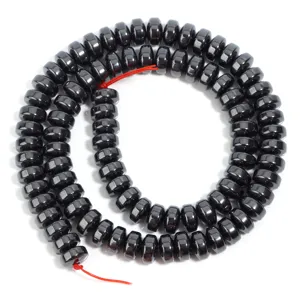 Natural hematite thick flat wheel loose beads for DIY handmade bracelet accessories