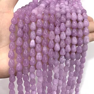 Perles en pierre précieuse en forme de larme lavande naturelle pour bijoux DIY.