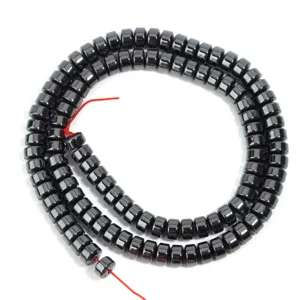 Natural hematite thick flat wheel beads for DIY handmade bracelet jewelry making accessories