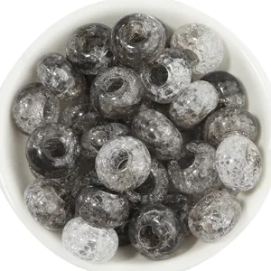 Grey crackle glass rondelle beads DIY loose beads for charm bracelets jewelry making accessories