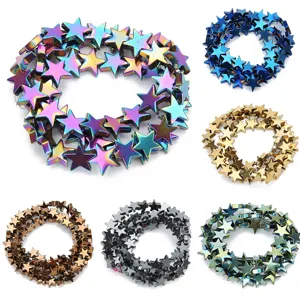 Electroplated Star Hematite Loose Beads Pentagram Metallic Stone Spacer Beads For DIY Jewelry Making Accessories