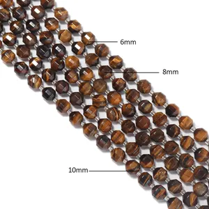 Perline di pietra preziosa occhio di tigre sfaccettate 6mm 8mm 10mm per collana braccialetto DIY