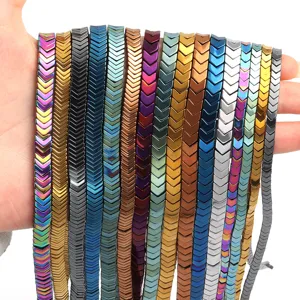 V-shaped chevron hematite loose beads colorful electroplated DIY jewelry accessories