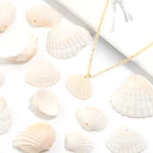 Gold shell pendant necklace with natural seashell accessories for beach jewelry diy main