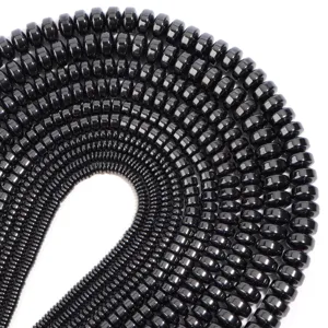 Natural black hematite flat round beads for DIY handmade bracelet jewelry making accessories.