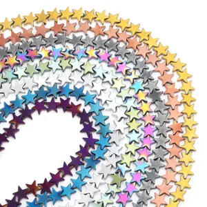 Multicolor electroplated star hematite loose beads for DIY handmade jewelry bracelets necklaces.
