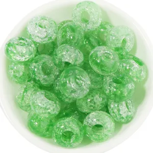Green crackle glass rondelle beads loose crystal spacer beads for DIY jewelry making