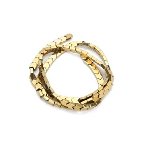 Golden chevron hematite magnetic beads DIY bracelet necklace spacer jewelry making findings
