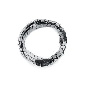 Black hematite magnetic bead bracelet necklace V-shaped chevron links jewelry accessory.