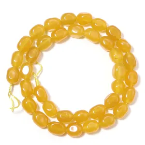 Chapelet de perles ovales en pierre jaune pour bracelets et colliers accessoires de bijoux DIY.