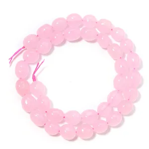Perles en vrac en pierre précieuse rose naturelle forme ovale bracelet collier DIY