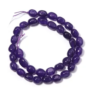 Perles en pierres précieuses violettes, forme ovale irrégulière, parfaites pour bijoux DIY.