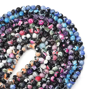 Perline di agata colorate perle rotonde sfuse per braccialetto collana gioielli fai da te