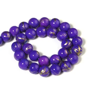 Perline di turchese sintetico viola venate d'oro per braccialetti DIY creazione di gioielli