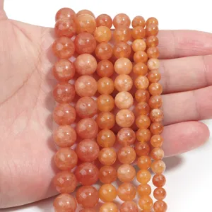 Natural orange sunstone gemstone loose beads for DIY handmade jewelry bracelets necklaces.