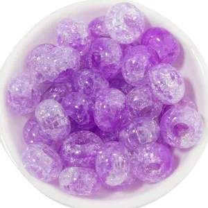 Purple crackle glass round flat beads for DIY handmade bracelets, necklaces and earrings design.