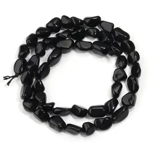 Cuentas de ágata negra irregulares piedras preciosas semi-acabadas collar DIY