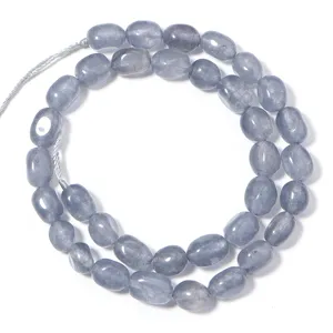 Perles de pierres précieuses ovales gris bleu naturel pour bracelets colliers bijoux DIY