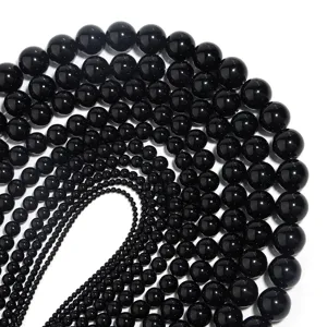 Hoge kwaliteit zwarte agaat ronde losse kralen voor DIY handgemaakte sieraden armbanden