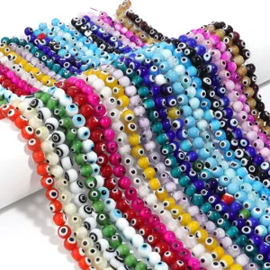 Multicolor Millefiori Lampwork Glass Beads Evil Eye Round Loose Beads Strand DIY Necklace Bracelet Jewelry Making Materials