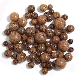 Afrikaanse Wengé Myanmar Rozenhout Losse Kralen Ronde Houten Kralen Geperforeerd DIY Sieraden Maken Tussenkralen Voor Armband Ketting Accessoires
