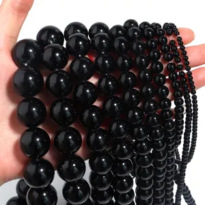 Zwarte agaat ronde kralen losse kralen maat vergelijking detail voor DIY sieraden accessoires